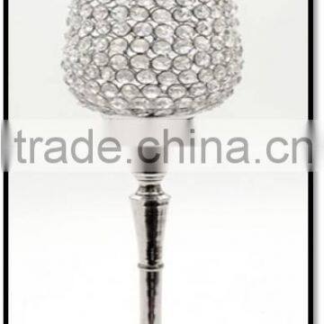Crystal Beads Candle T-light Holder , Silver Crystal Candle Pillar Holder Manufacturer photo-4