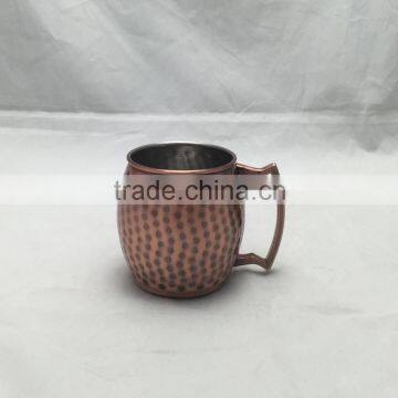 20oz Hammered Copper Moscow Mule Mug Handmade of 100% Pure Copper, Brass Handle Hammered Moscow Mule Mug / Cup. Quality Choice photo-3