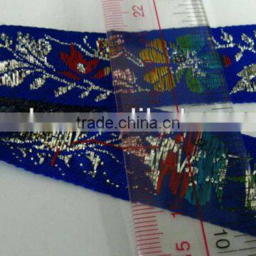 JACQUARD TRIM TAPE WITH EMBROIDERY, SINGLE SIDE, YWCY, APPROXIMATELY 25MM WIDTH