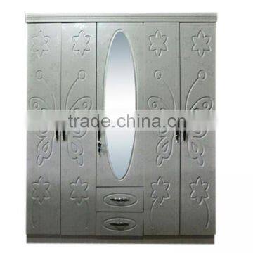 Armoire 4 doors black color middle double mirror fashional design