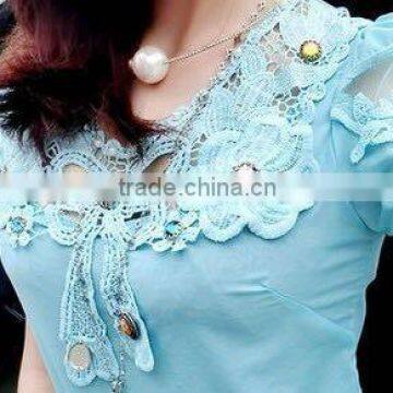 Embroidered Water Soluble Milk Fiber White Collar photo-4