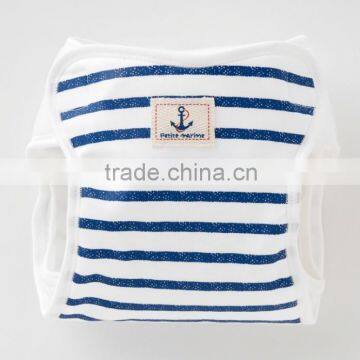 Japan wolesale cotton 100% cute and high quality oem baby diaper with border and anchor patch for boys