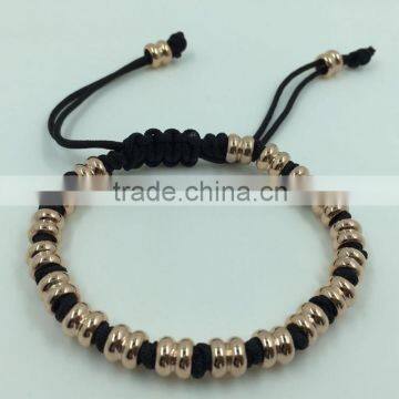 2015 latest fashion top leave 316 stainless steel beads braid bracelet