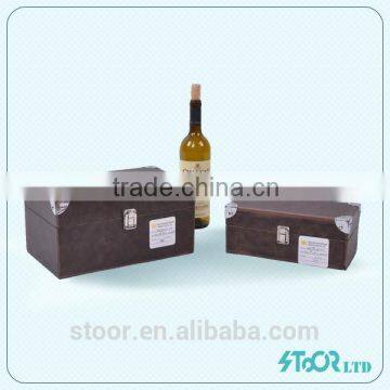 Low price Pu leather wine box wooden box