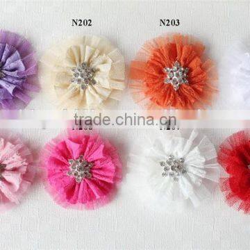 Artifical Lace Fabric Ballerina Flower With Rhinestones For Headband photo-3
