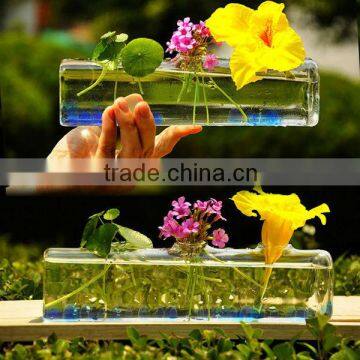 Square Shaped Clear Glass Vase For Home Decoration