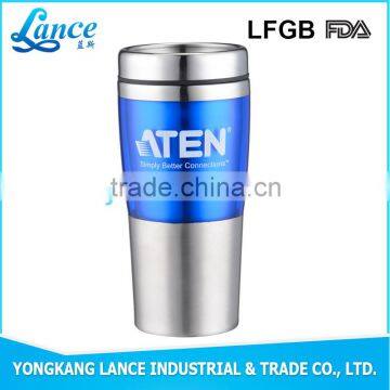 480ml coffee travel mug,inner stainless steel outer plastic