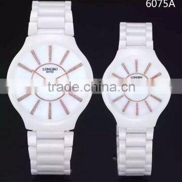 Men And Lady Wrist Watch Quartz Movement White Ceramics Couples Wrist Watch