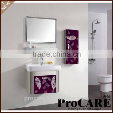 2014 high quality stainless steel bathroom mirrored corner cabinet