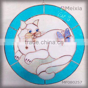 MF080257 wholesale tiffany style animal stained glass wall decor window hanging panel for home decoration items