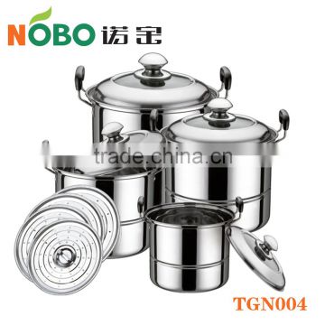 Extra-tall home use stainless steel steamer pot set with 4 sizes/4pcs steamer cooking pot with cover