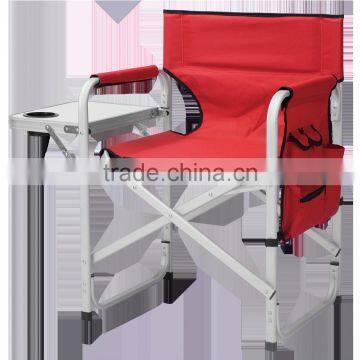 Aluminum folding director chair with side table and pocket