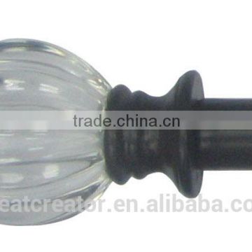 Clear Ribbed Arylic Curtain Finials With Curtain Rod