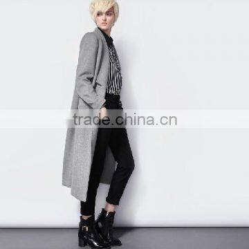 2015 European minimalis mwomen's long wool coat