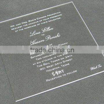 High Transparent custom clear acrylic wedding invitation