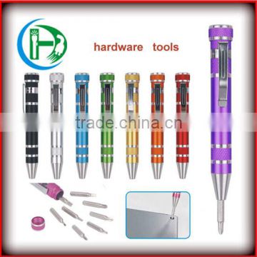 8-in-1 pen shaped pocket screwdriver/multi-function screwdriver