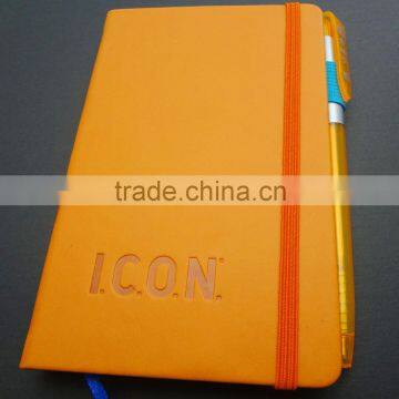 Hot Sale Orange Faux Leather a6 Size Notebook With Pen photo-4