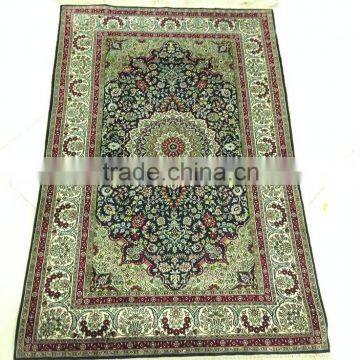 PERSIAN handmade silk carpet rug hand knotted prayer rug green