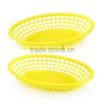 12PACK Durable Reusable Yellow Plastic Bread Baskets Oval Fast Food Basket Deli Serving Basket Yellow Restaurant Diner Serveware