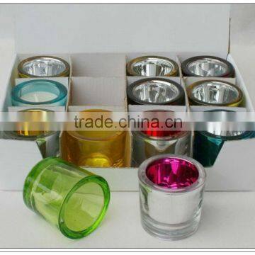 Mercury & color sprayed glass candleholder