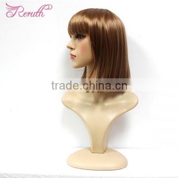 human hair ladies short straight bob style wig hair with bangs