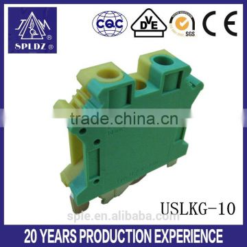 UK din rail Green and yellow earthing terminal block USLKG-10