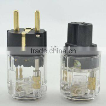 Hi-End 24K Gold Plated P029E+C029 SCHUKO Power plug