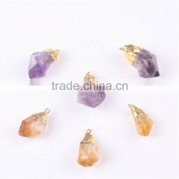 Popular Natural Stone Necklaces For Women Quartz Gem Stone Crystal pendant Necklace--OEM welcome