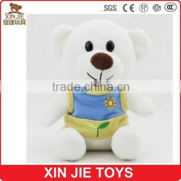 ICTI factory white teddy bear plush toy 8inch sitting soft teddy bear cute bear type plush toy with a t-shirt