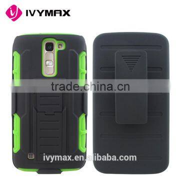 IVYMAX China factory wholesale import hybrid hard cover shockproof case with belt clip screen protector for LG K7/M1/Trubite5