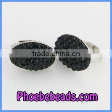 Fashion Black Rhinestone Pave Silver Plated Base Girls Clip On Earrings PEA09