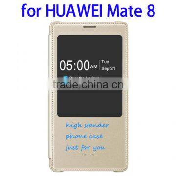 New Arrival Leather Case for Huawei Mate 8, Window Case for Huawei