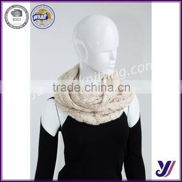 wholesale Fashion acrylic knitted loop scarf neck warmer infinity knit pashmina scarf factory sales (accept the design draft)