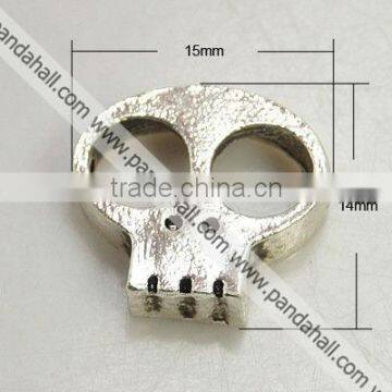 Tibetan Style Beads, Helloween, Skull, Antique Silver(TIBE-AD77661-AS-FF)