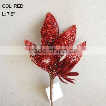 2014 Popular Artificial Christmas Red Flower Pick 7.5" Artificial Fruit Flower With Berries