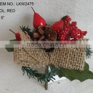 Christmas Decorations red berries small pick with natural color burlap for christmas three wreath decorations