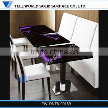 Portable Restaurant Desk Resin Artificial Marble Modern Dining Room Table Resin Stone White Square Coffee Table