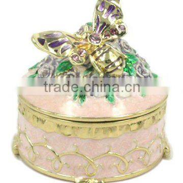 Butterfly and flower Jewelry/Trinket Box, Made of Metal-alloy