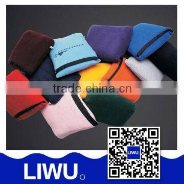 100 Polyester High Quality Travel Blanket And Pillow Set,Polar fleece blanket with ten colors