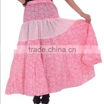 Indian Block Print With Patchwork Cinderella Style Long Skirt For Women photo-3