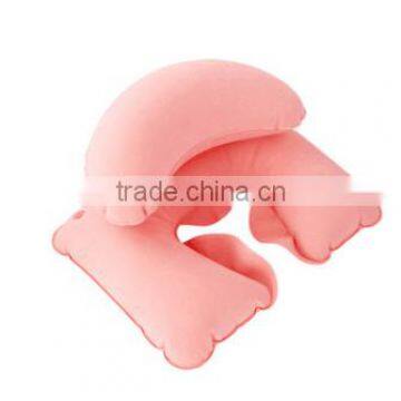 inflatable customized pink travel pillow with small pillow