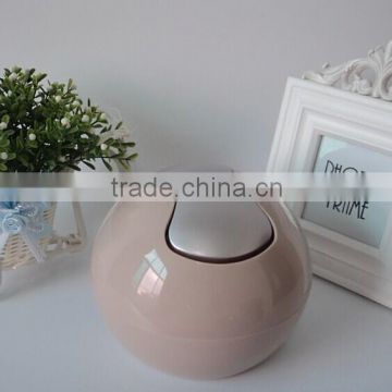 OEM Plastic Round-shaped Desktop Trash Can With Electroplating Lid