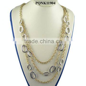 Wholsale new design elegant three layer chains geometry necklace