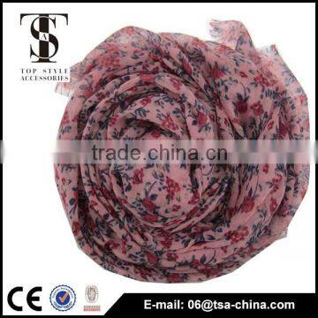 2015 new design flower women beautiful loop printed fringes scarf