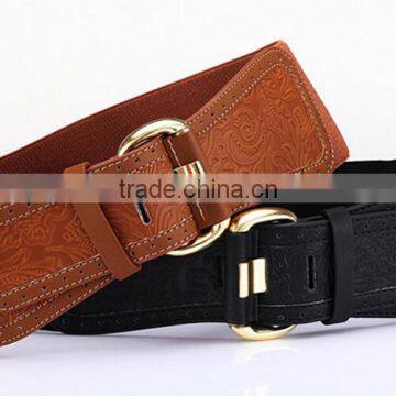 New Style Ladies and Women Fashion Zinc Alloy Buckle All-match Carved Elastic Super Side Waist Belt photo-3