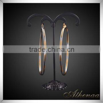 Two-tone Super Quality Hoop Jewelry Women Brass Fashion Round Earring
