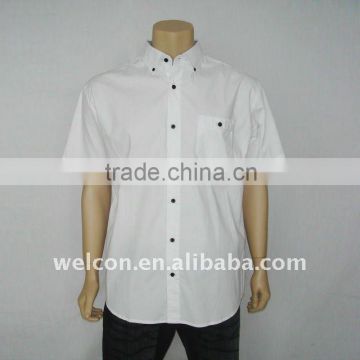 Men's fashion casual 100% cotton white short sleeve style solid shirt