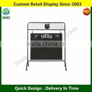 Country Rustic Black Metal Framed Chicken Wire Owl Design Blackboard / Free Standing Chalkboard Sign YM5-736