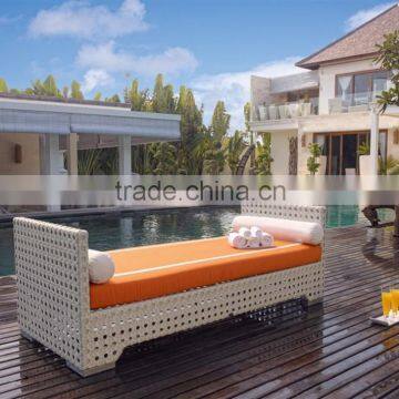Outdoor Rattan Sun Lounge Furniture - Wicker Rattan Sunbed 1.2mm Thickness Alu Frame With Power Coated