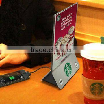 wholesale 5V/2.5A fast charging restaurant/coffee menu holder portable power bank